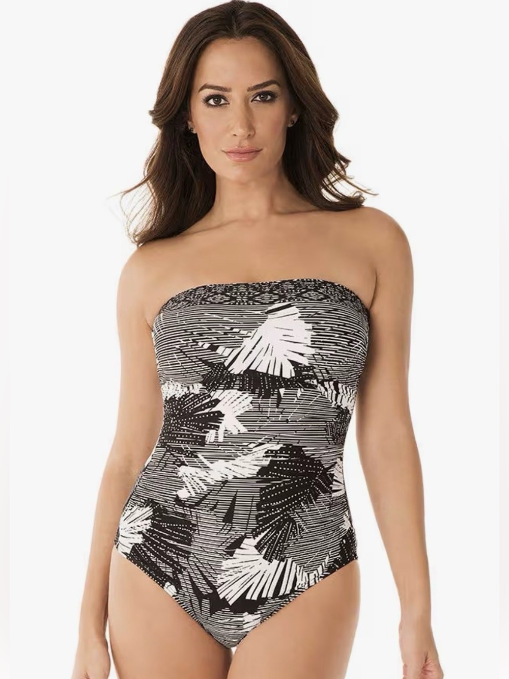 BNWT Miraclesuit Moonlight Oasis bandeau one-piece swimsuit size 8